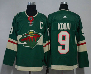 Men's Minnesota Wild #9 Mikko Koivu Green 2017-2018 Hockey Adidas Stitched NHL Jersey