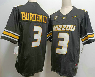 Men's Missouri Tigers #3 Luther Burden III Black FUSE College Football Jersey
