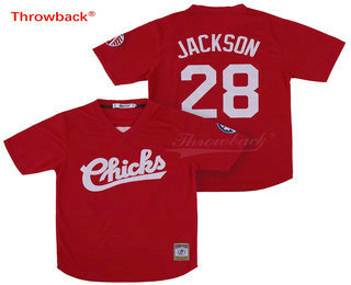 Men's Moive Memphis Chicks #28 Bo Jackson Red Baseball Jersey