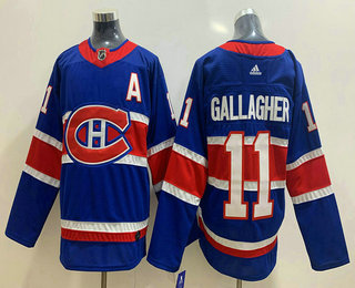 Men's Montreal Canadiens #11 Brendan Gallagher Blue Adidas 2020-21 Alternate Authentic Player NHL Jersey