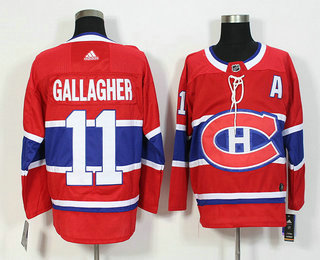 Men's Montreal Canadiens #11 Brendan Gallagher Red With A Patch 2017-2018 Hockey Adidas Stitched NHL Jersey