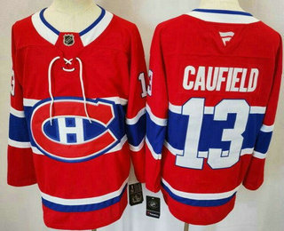 Men's Montreal Canadiens #13 Cole Caufield Red 2024 Stitched Jersey