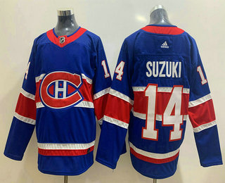 Men's Montreal Canadiens #14 Nick Suzuki Blue Adidas 2020-21 Alternate Authentic Player NHL Jersey