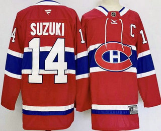 Men's Montreal Canadiens #14 Nick Suzuki Red 2025 Stitched Jersey