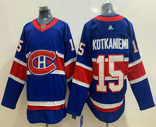 Men's Montreal Canadiens #15 Jesperi Kotkaniemi Blue Adidas 2020-21 Alternate Authentic Player NHL Jersey