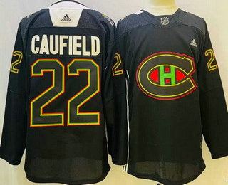 Men's Montreal Canadiens #22 Cole Caufield Black History Night Authentic Jersey