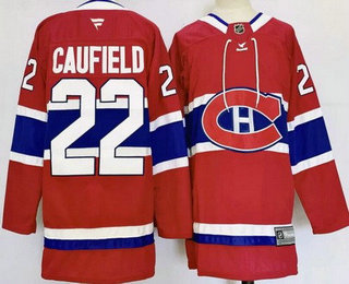 Men's Montreal Canadiens #22 Cole Caufield Red 2025 Stitched Jersey