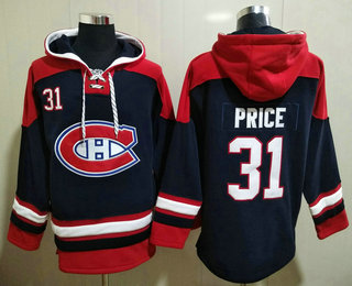 Men's Montreal Canadiens #31 Carey Price Navy Blue Ageless Must Have Lace Up Pullover Hoodie