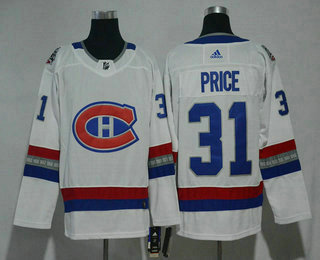 Men's Montreal Canadiens #31 Carey Price White Authentic 2017 100 Classic Adidas Stitched NHL Jersey