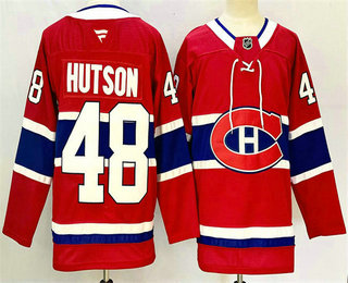 Men's Montreal Canadiens #48 Lane Hutson Red 2024 Stitched Jersey