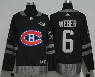 Men's Montreal Canadiens #6 Shea Weber Black 100th Anniversary Adidas Stitched NHL 2017 Hockey Jersey