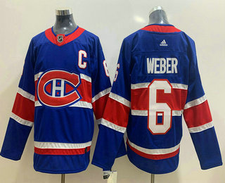 Men's Montreal Canadiens #6 Shea Weber Blue Adidas 2020-21 Alternate Authentic Player NHL Jersey