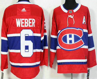 Men's Montreal Canadiens #6 Shea Weber Red 2017-2018 Hockey Adidas Stitched NHL Jersey