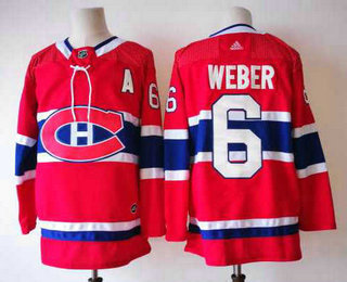 Men's Montreal Canadiens #6 Shea Weber Red Home 2017-2018 Hockey Adidas Stitched NHL Jersey