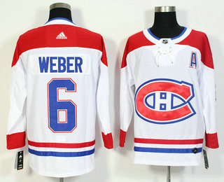 Men's Montreal Canadiens #6 Shea Weber White 2017-2018 Hockey Adidas Stitched NHL Jersey