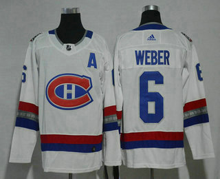 Men's Montreal Canadiens #6 Shea Weber White Authentic 2017 100 Classic Adidas Stitched NHL Jersey