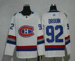 Men's Montreal Canadiens #92 Jonathan Drouin White Authentic 2017 100 Classic Adidas Stitched NHL Jersey