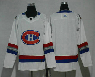 Men's Montreal Canadiens Blank White Authentic 2017 100 Classic Adidas Stitched NHL Jersey