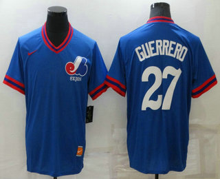 Men's Montreal Expos #27 Vladimir Guerrero Blue Cooperstown Collection Stitched MLB Throwback Jersey