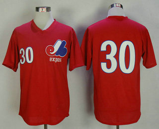 Men's Montreal Expos #30 Tim Raines Red Mesh Batting Practice Throwback Mitchell & Ness Baseball Jersey