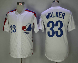 Men's Montreal Expos #33 Larry Walker 1982 Cream Mitchell & Ness Throwback Jersey