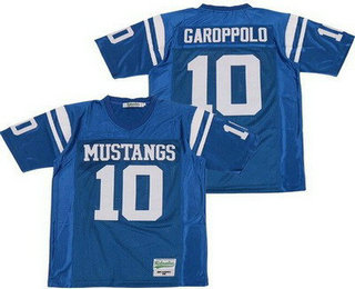 Men's Mustangs High School #10 Jimmy Garoppolo Blue Football Jersey