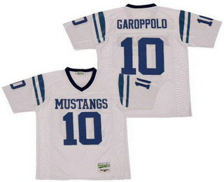 Men's Mustangs High School #10 Jimmy Garoppolo White Football Jersey