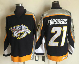 Men's Nashville Predators #21 Filip Forsberg Navy Blue 1998-99 Throwback Adidas Stitched NHL CCM Vintage Hockey Jersey