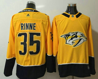 Men's Nashville Predators #35 Pekka Rinne Yellow Home 2017-2018 Hockey Adidas Stitched NHL Jersey