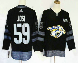 Men's Nashville Predators #59 Roman Josi Black 100th Anniversary Adidas Stitched NHL 2017 Hockey Jersey