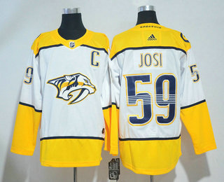 Men's Nashville Predators #59 Roman Josi White With C Patch 2017-2018 Hockey Adidas Stitched NHL Jersey