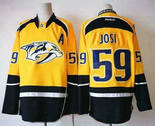 Men's Nashville Predators #59 Roman Josi Yellow Home A Patch Adidas Stitched NHL Reebok Hockey Jersey