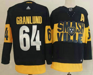 Men's Nashville Predators #64 Mikael Granlund Black 2022 Stadium Series adidas Stitched NHL Jersey