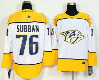 Men's Nashville Predators #76 P. K. Subban White 2017-2018 Hockey Adidas Stitched NHL Jersey