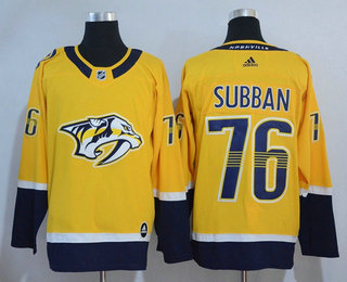 Men's Nashville Predators #76 P. K. Subban Yellow 2017-2018 Hockey Adidas Stitched NHL Jersey