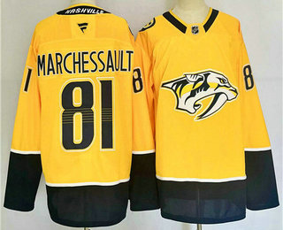 Men's Nashville Predators #81 Jonathan Marchessault Yellow 2024 Stitched Jersey