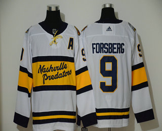 Men's Nashville Predators #9 Filip Forsberg White 2020 Winter Classic adidas Hockey Stitched NHL Jersey