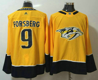 Men's Nashville Predators #9 Filip Forsberg Yellow Home 2017-2018 Hockey Adidas Stitched NHL Jersey