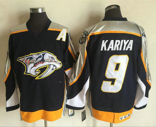 Men's Nashville Predators #9 Paul Kariya Navy Blue 1998-99 Throwback Adidas Stitched NHL CCM Vintage Hockey Jersey