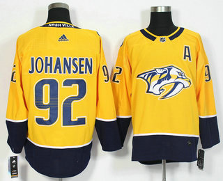 Men's Nashville Predators #92 Ryan Johansen Yellow Home 2017-2018 Hockey Adidas Stitched NHL Jersey