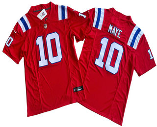 Men's New England Patriots #10 Drake Maye Limited Red FUSE Vapor Jersey