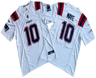 Men's New England Patriots #10 Drake Maye Limited White FUSE Vapor Jersey