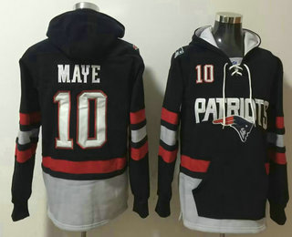 Men's New England Patriots #10 Drake Maye NEW Navy Blue Pocket Stitched NFL Pullover Hoodie