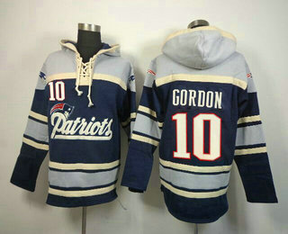 Men's New England Patriots #10 Josh Gordon 2015 Navy Blue Team Color NFL Hoodie