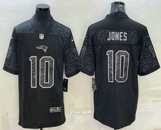 Men's New England Patriots #10 Mac Jones Black Reflective Limited Stitched Football Jersey