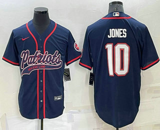 Men's New England Patriots #10 Mac Jones Navy Blue Stitched MLB Cool Base Nike Baseball Jersey