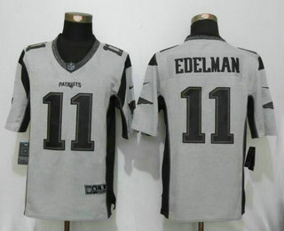 Men's New England Patriots #11 Julian Edelman Gray Gridiron II Stitched NFL Nike Limited Jersey