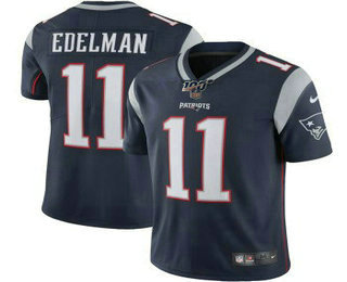 Men's New England Patriots #11 Julian Edelman Navy Blue 100th Season 2017 Vapor Untouchable Stitched NFL Nike Limited Jersey