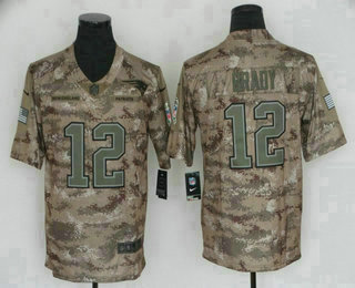 Men's New England Patriots #12 Tom Brady 2018 Camo Salute to Service Stitched NFL Nike Limited Jersey