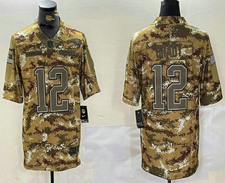 Men's New England Patriots #12 Tom Brady 2018 Camo Salute to Service Stitched NFL Nike Limited Jersey